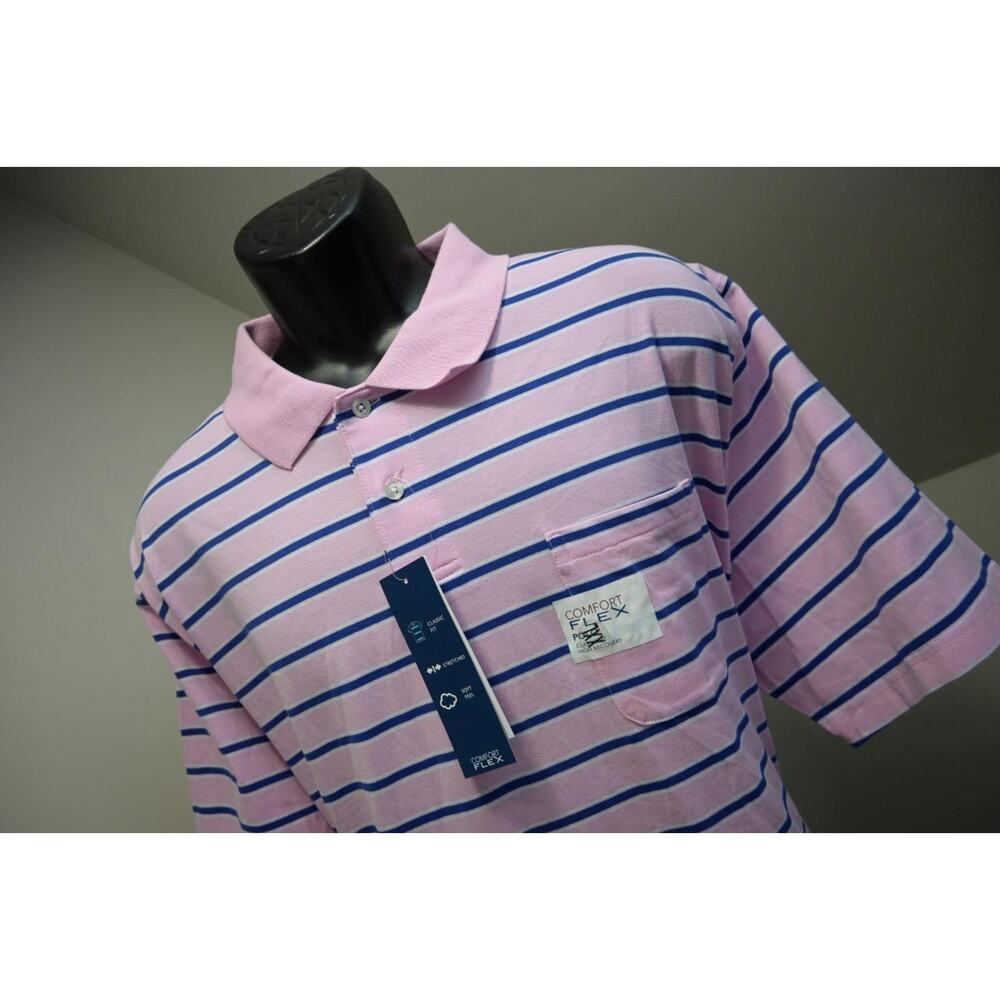 Saddlebred Comfort Flex Striped Short Sleeve Golf Polo Mens Size 2XL XXL‎